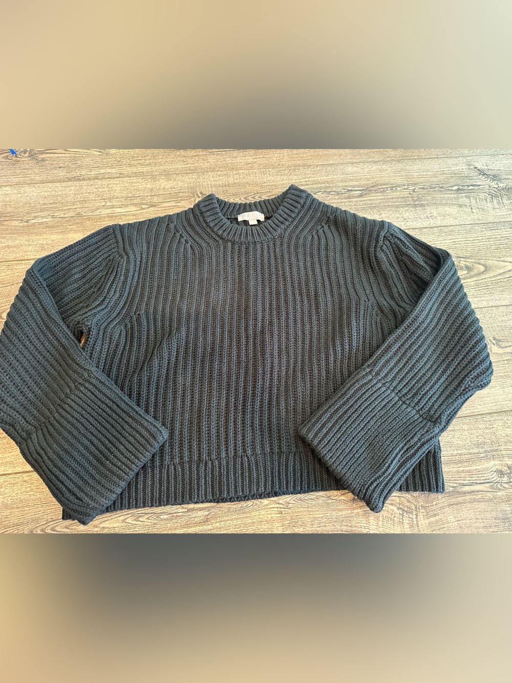 J. Crew Cropped Chunky Black Sweater Large